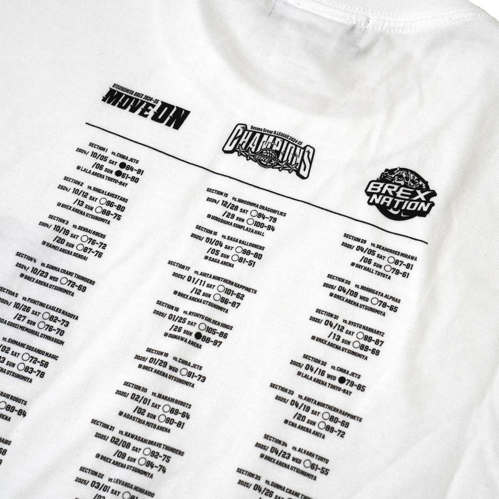 《第1次受付 6/2(月)18:00～ 6/8(日)23:59》【予約販売】BREX B.LEAGUE 2024-25 チャンピオン Tシャツ 詳細画像 ホワイト 6